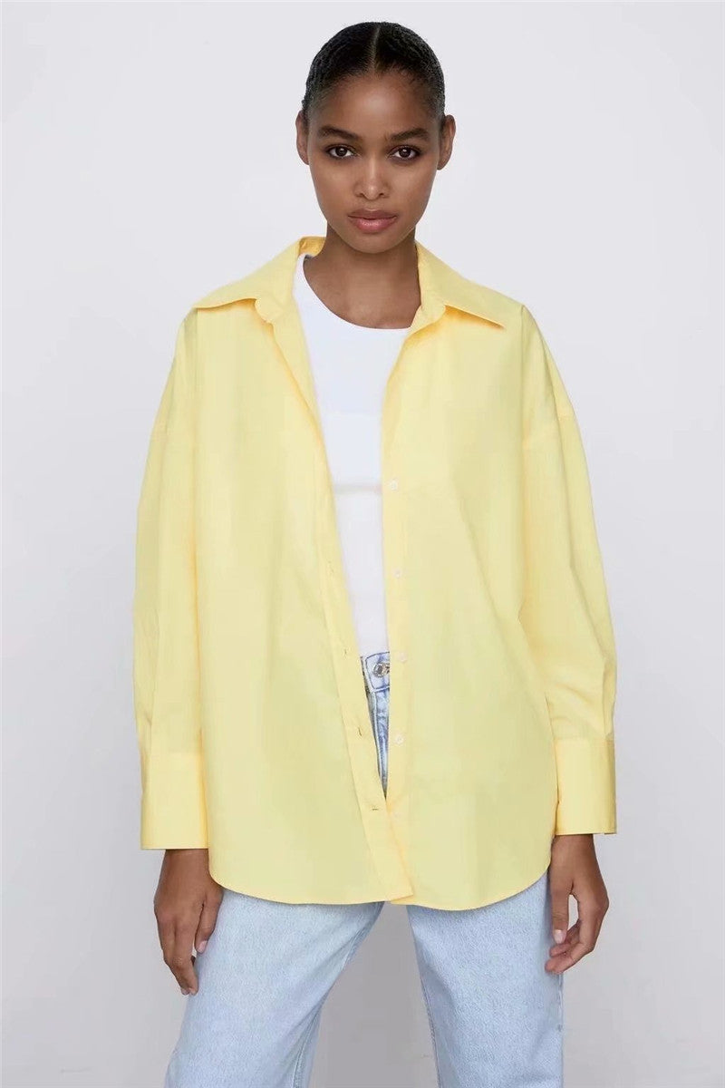 European Station Poplin Shirt Women's Yellow Shirt