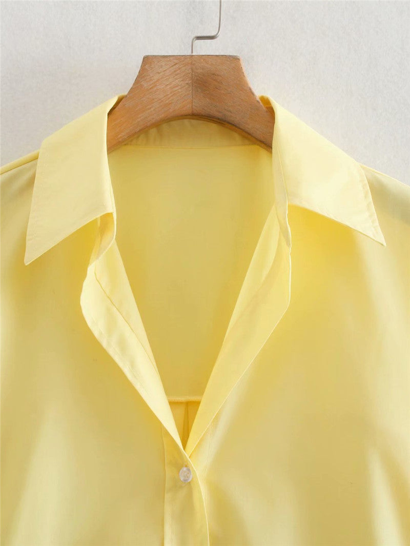 European Station Poplin Shirt Women's Yellow Shirt