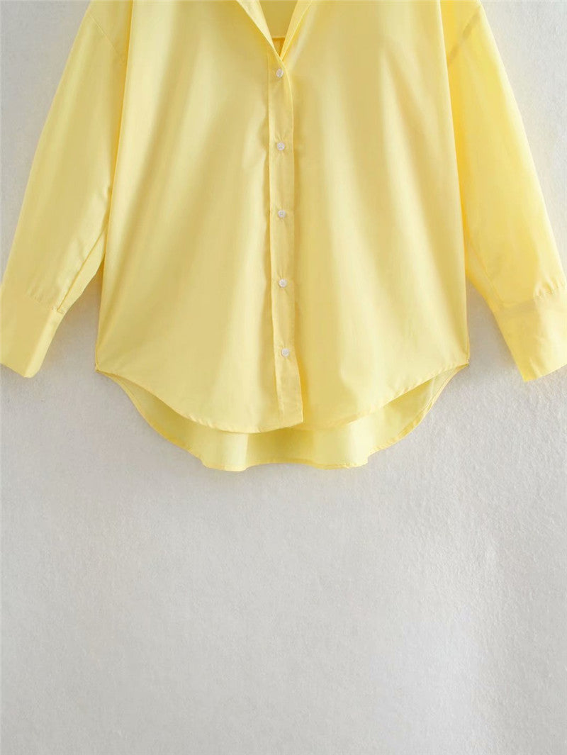 European Station Poplin Shirt Women's Yellow Shirt