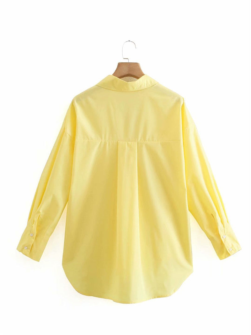 European Station Poplin Shirt Women's Yellow Shirt