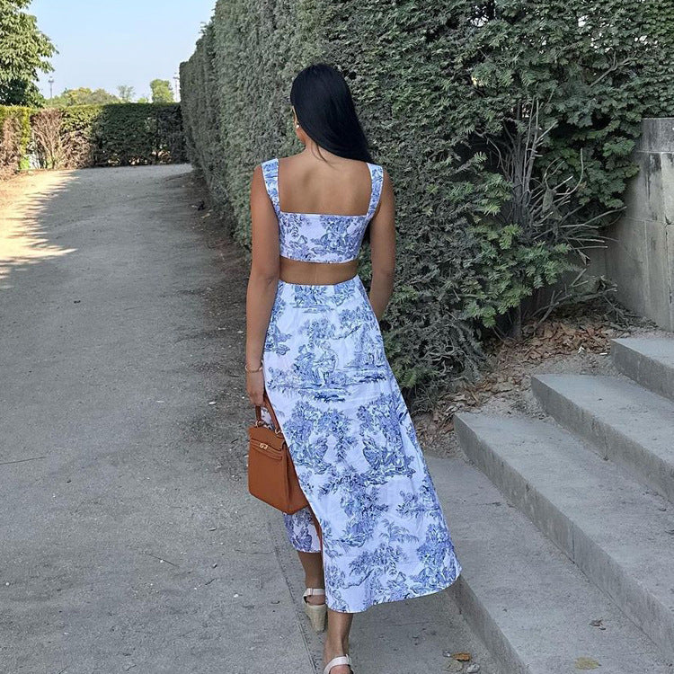 Tank Top Hip Wrap Half Skirt Fashionable And Stylish Two-piece Set