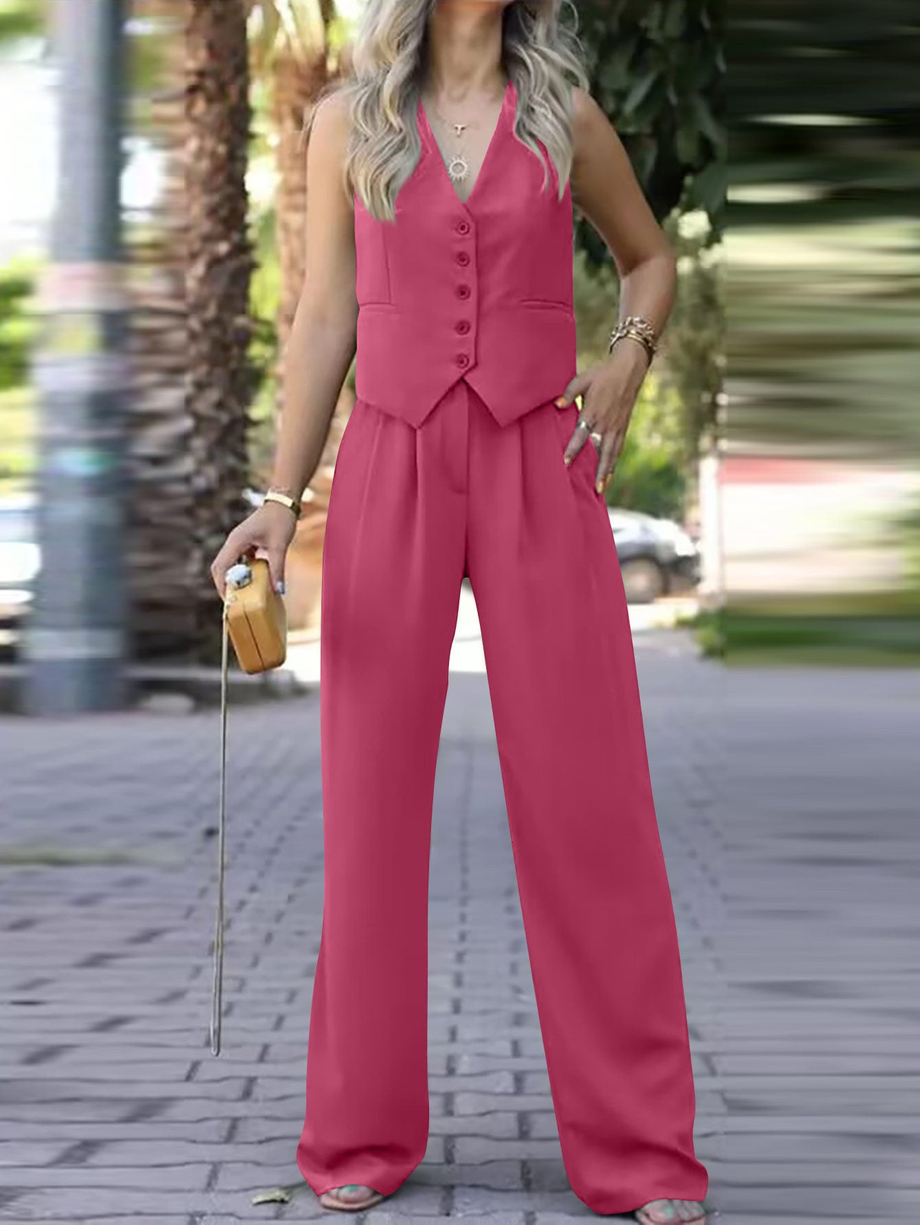 Women's Sleeveless Waistcoat Vest Casual Suit