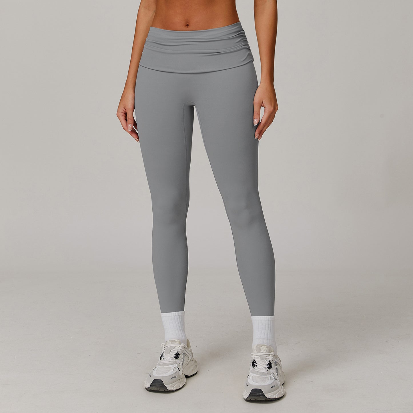 Fold High Waist Yoga Pants Women's Cloud-feeling Belly Contracting And Hip Lifting Sports Pants