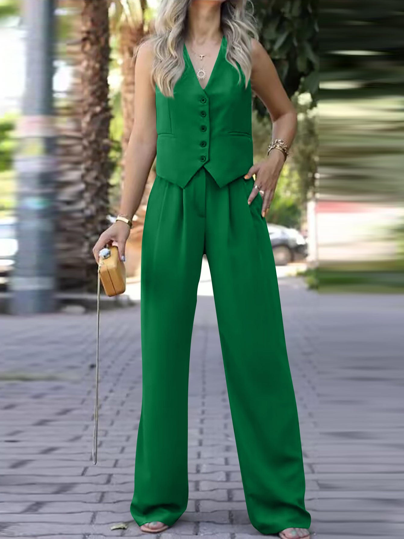 Women's Sleeveless Waistcoat Vest Casual Suit