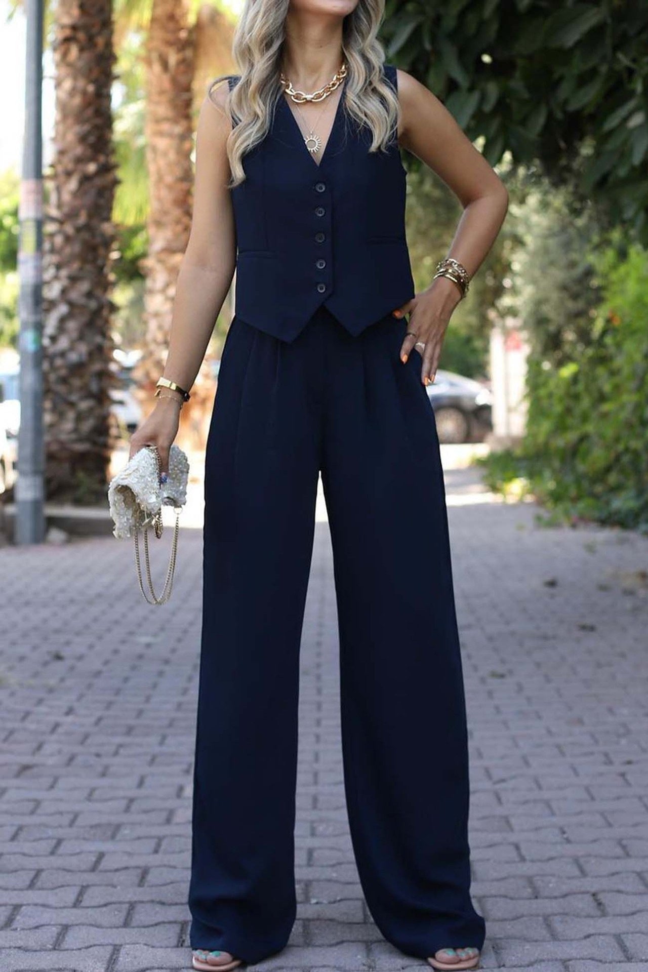 Women's Sleeveless Waistcoat Vest Casual Suit