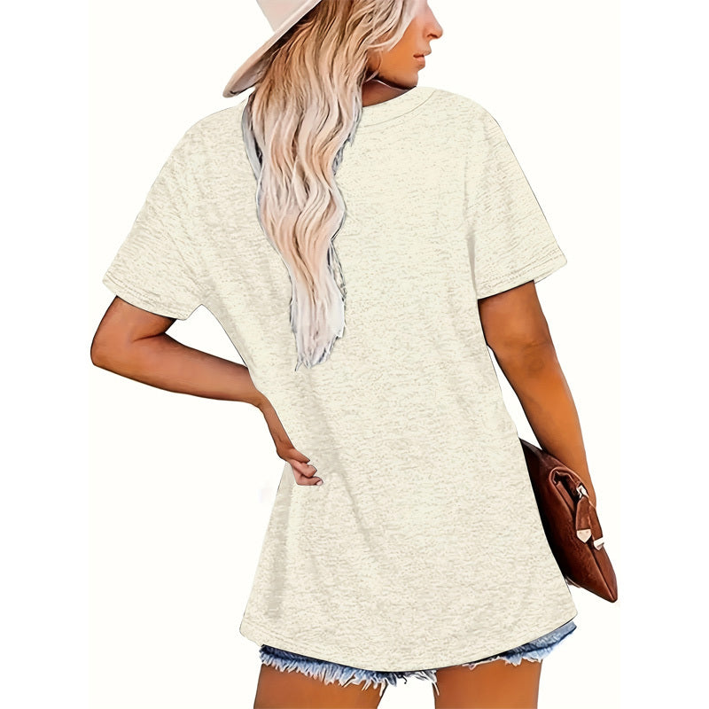 Women's 'MOM3' Print Round Neck T-Shirt - Casual Short Sleeve Tee