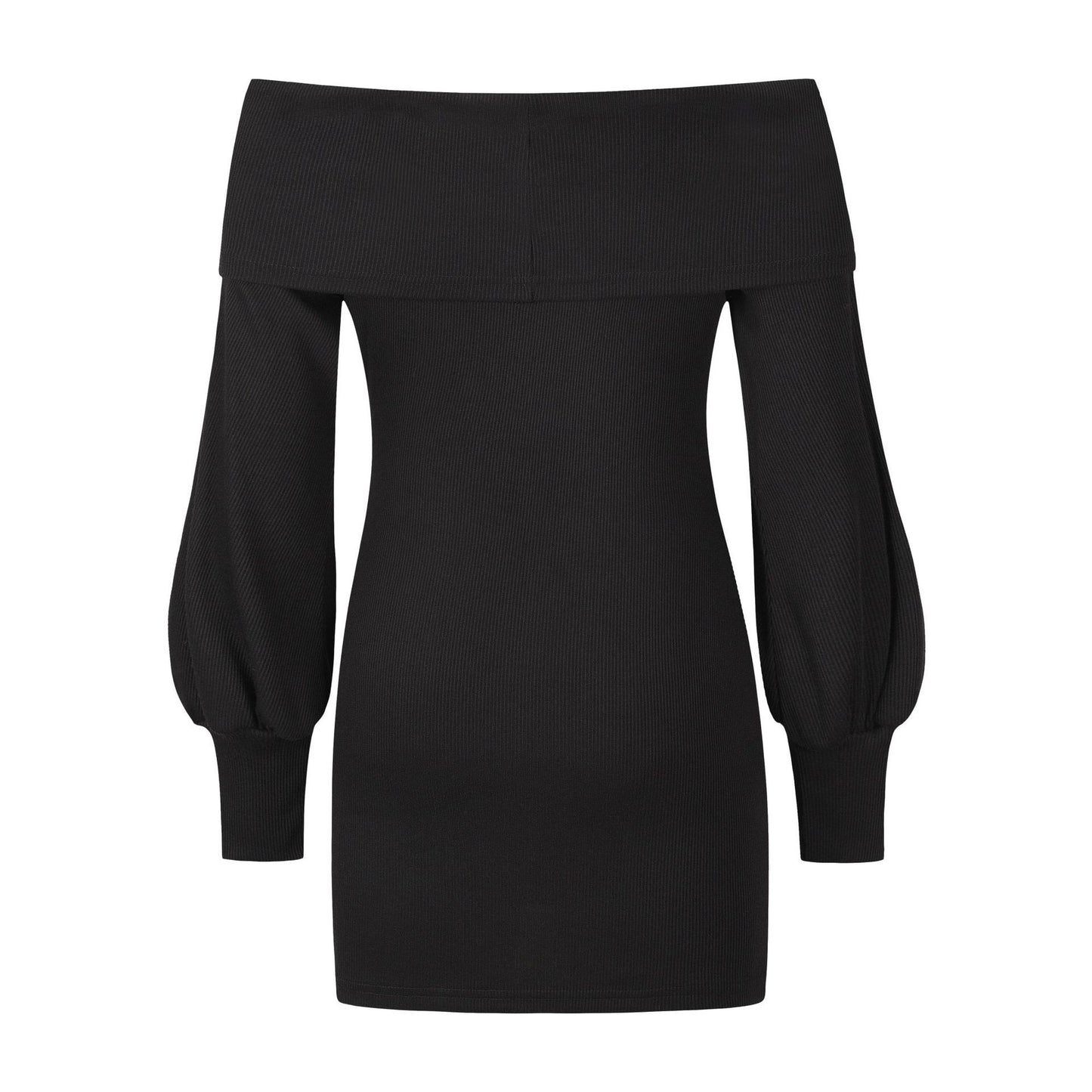 Knit Off Shoulder Lantern Sleeve Dress