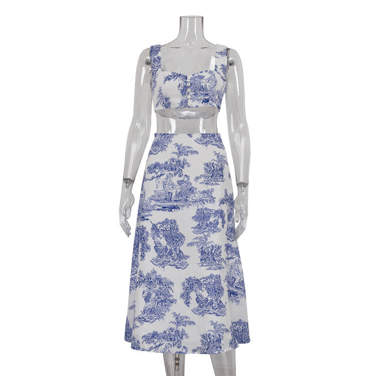 Tank Top Hip Wrap Half Skirt Fashionable And Stylish Two-piece Set