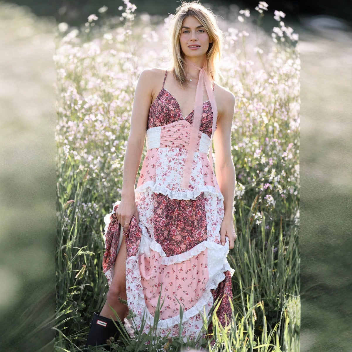 Women's Sleeveless Strap Digital Printed Dress