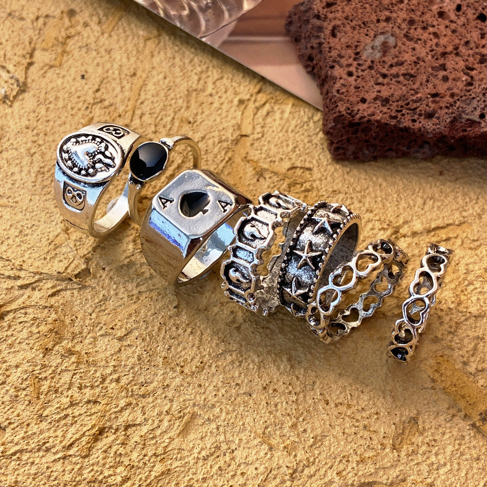 Statement Vintage Silver Spades Solitaire Knuckle Ring