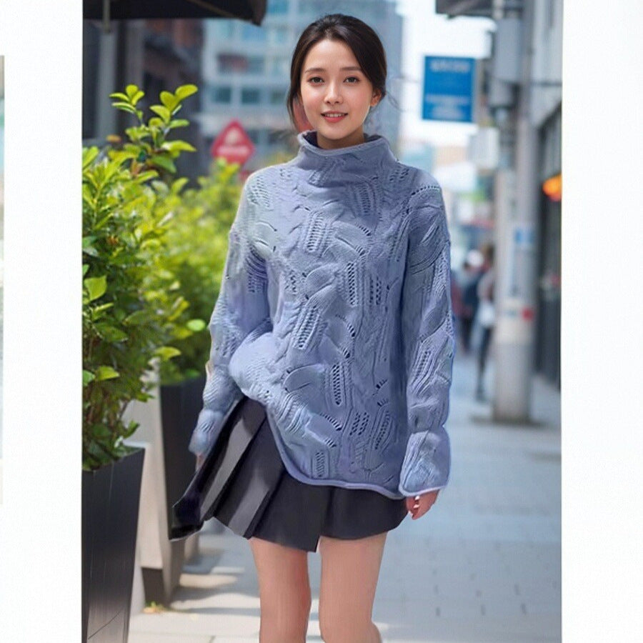 Half Turtleneck Hollow Sweater