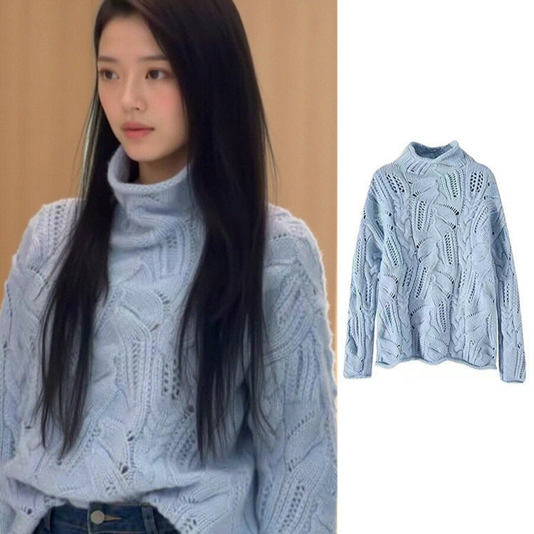 Half Turtleneck Hollow Sweater