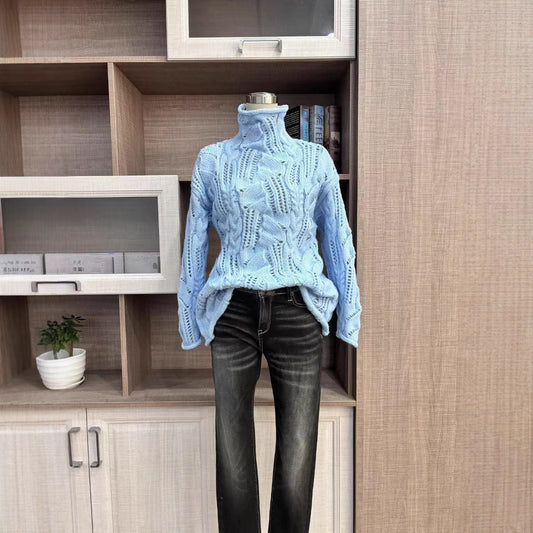 Half Turtleneck Hollow Sweater