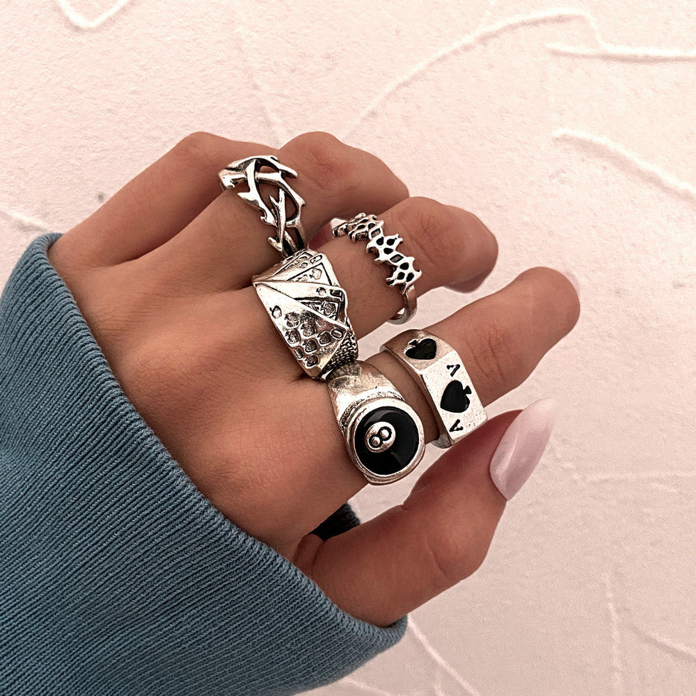 Statement Vintage Silver Spades Solitaire Knuckle Ring