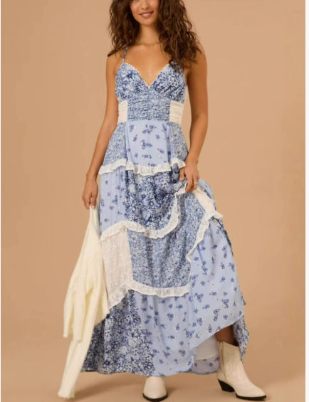 Women's Sleeveless Strap Digital Printed Dress