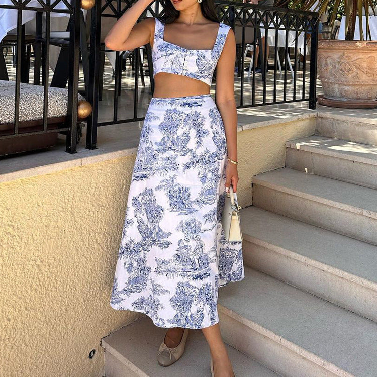 Tank Top  Hip Wrap  Half Skirt Fashionable And Stylish Two-piece Set