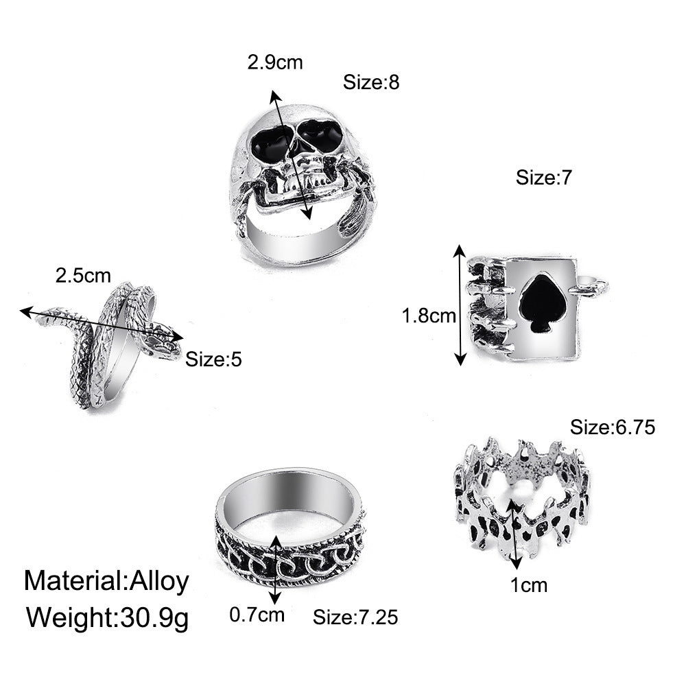 Statement Vintage Silver Spades Solitaire Knuckle Ring